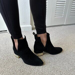 Jeffrey Campbell Rhinestone Black Heel Suede Ankle Boot